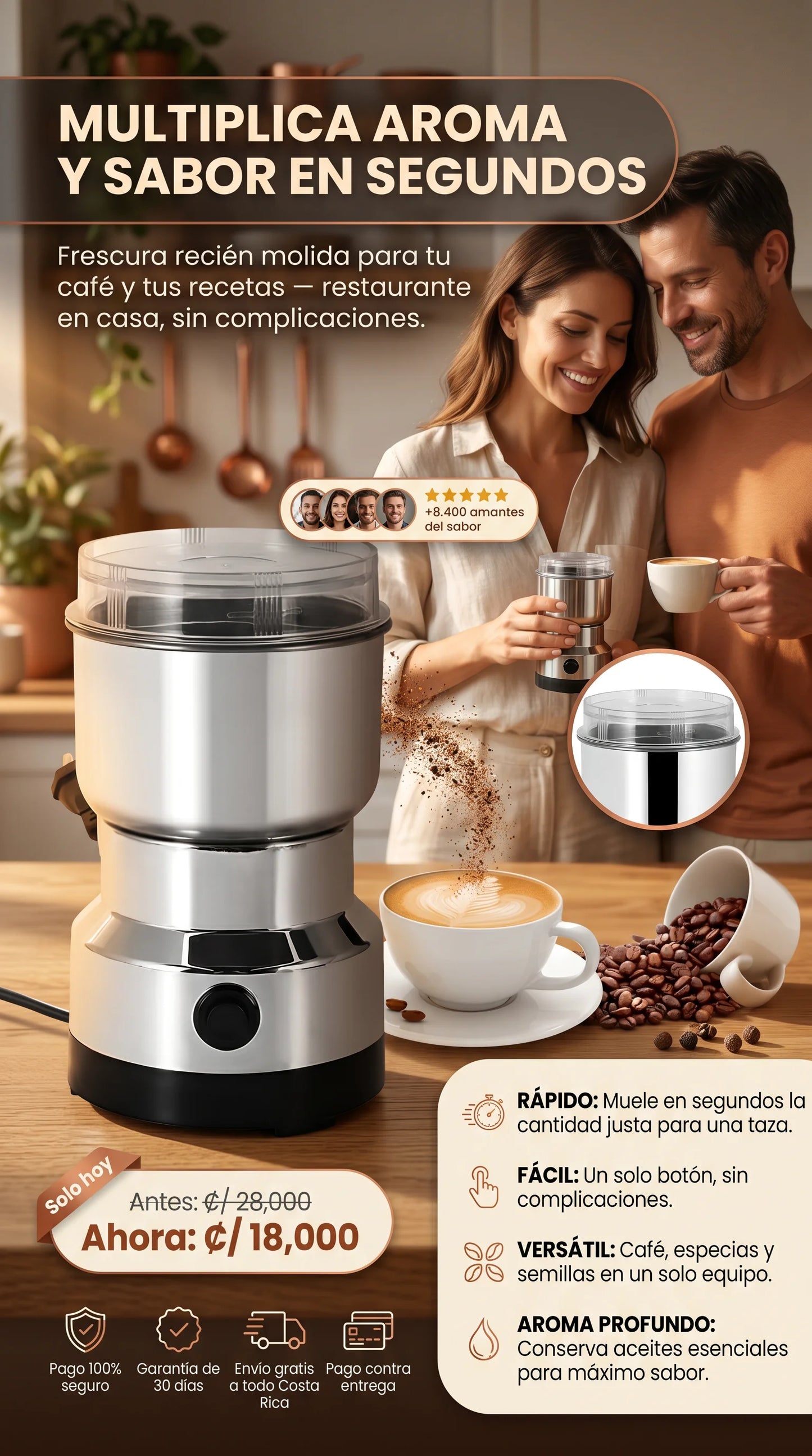 Molinillo Eléctrico Multifuncional para Café y Especias