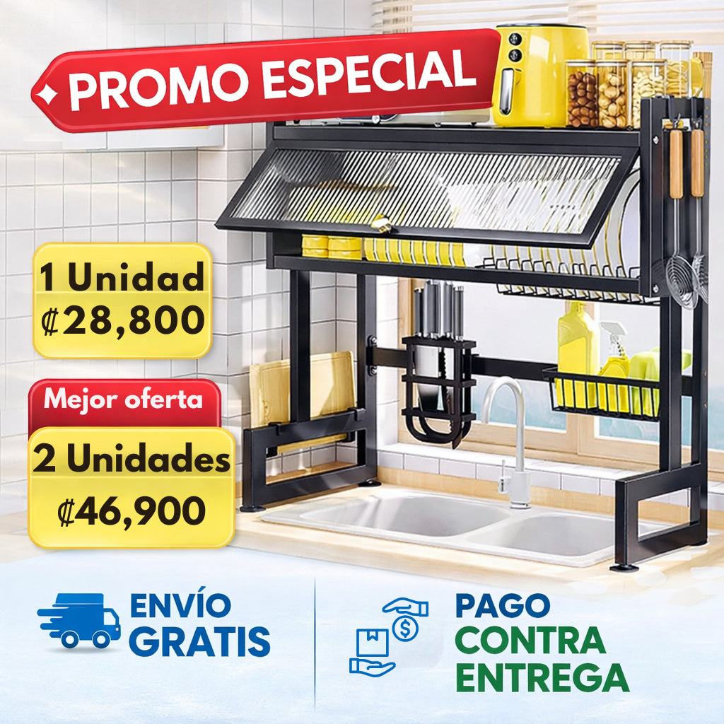 Escurridor de Platos de Acero al Carbono con Puerta Abatible