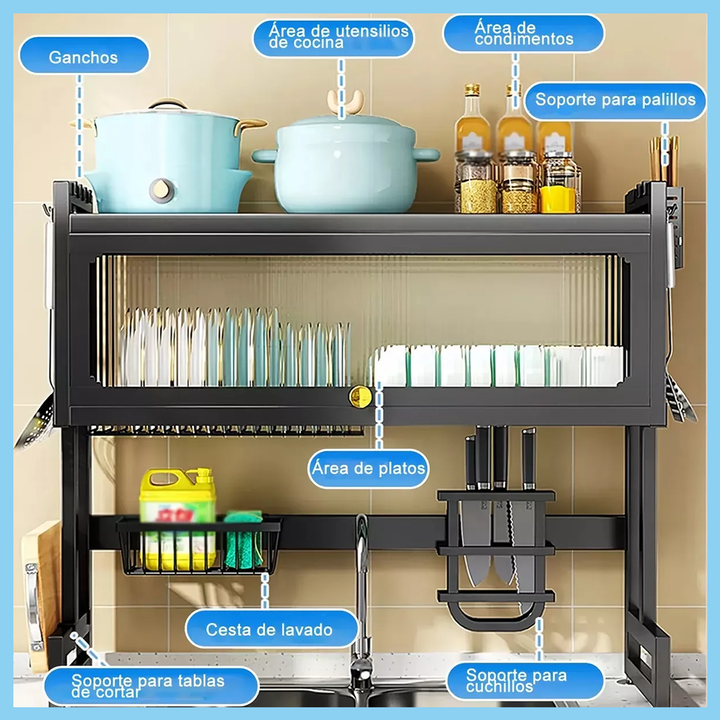 Escurridor de Platos de Acero al Carbono con Puerta Abatible