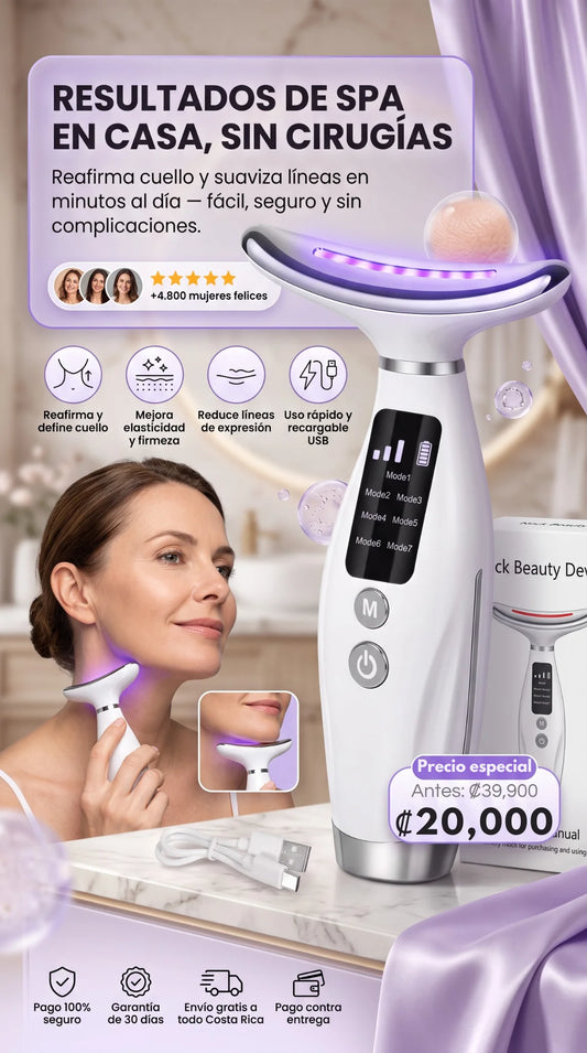 Masajeador Eléctrico Facial de 7 Fotones con Luces LED